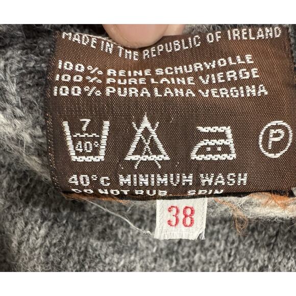 Wool Fair Isle Sweater Gray Cream Nordic Winter Pullover - Picture 6 of 6